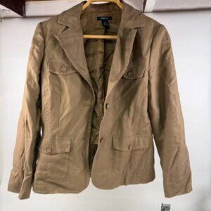 NWT Style and Co. Brown Ladies Button Up Linen Jacket Size 14